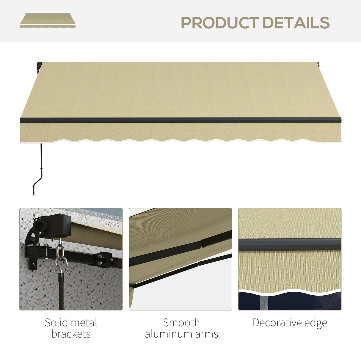 Outsunny 10' x 8' Retractable Awning, Patio Awning Sunshade Shelter with Manual Crank Handle