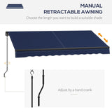 Outsunny 10' x 8' Retractable Awning, Patio Awning Sunshade Shelter with Manual Crank Handle