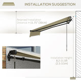 Outsunny 10' x 8' Retractable Awning, Patio Awning Sunshade Shelter with Manual Crank Handle