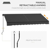 Outsunny 10' x 8' Retractable Awning, Patio Awning Sunshade Shelter with Manual Crank Handle