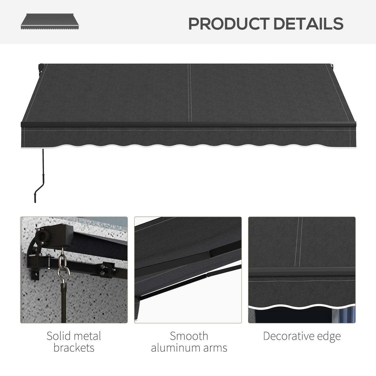 Outsunny 10' x 8' Retractable Awning, Patio Awning Sunshade Shelter with Manual Crank Handle