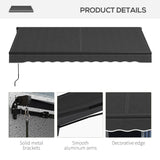 Outsunny 10' x 8' Retractable Awning, Patio Awning Sunshade Shelter with Manual Crank Handle