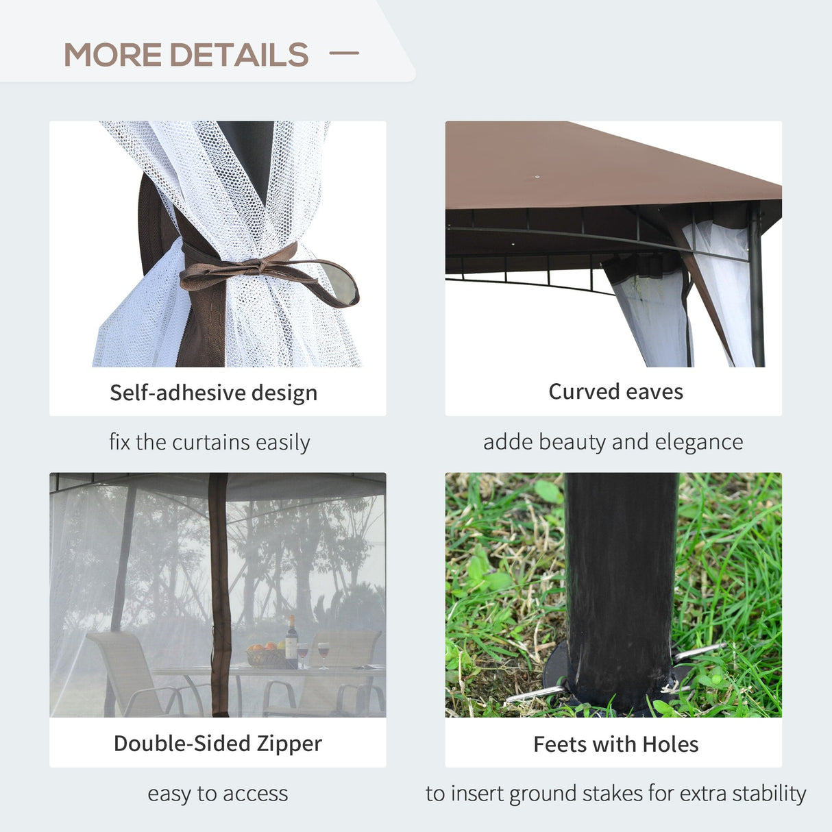 Outsunny 10'x10' Metal Outdoor Patio Gazebo Canopy Pavilion Grill Gazebo with Mesh Netting, and Double-Tier Roof