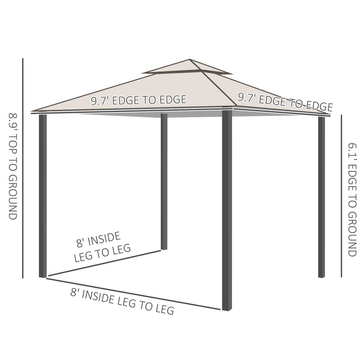 Outsunny 10'x10' Metal Outdoor Patio Gazebo Canopy Pavilion Grill Gazebo with Mesh Netting, and Double-Tier Roof