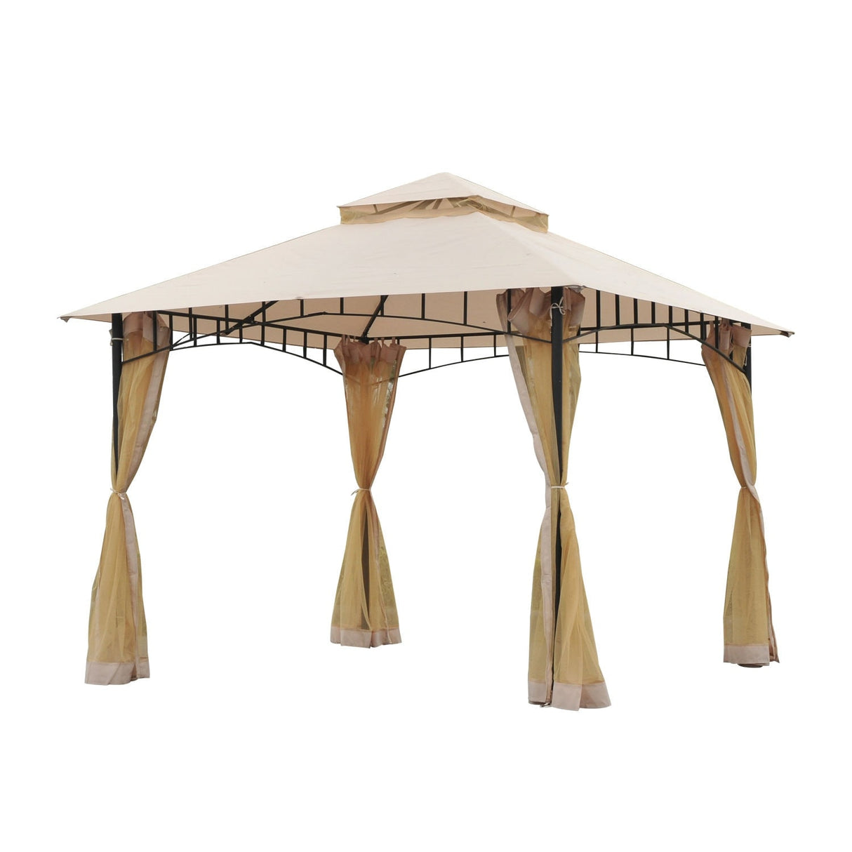 Outsunny 10'x10' Metal Outdoor Patio Gazebo Canopy Pavilion Grill Gazebo with Mesh Netting, and Double-Tier Roof