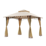 Outsunny 10'x10' Metal Outdoor Patio Gazebo Canopy Pavilion Grill Gazebo with Mesh Netting, and Double-Tier Roof