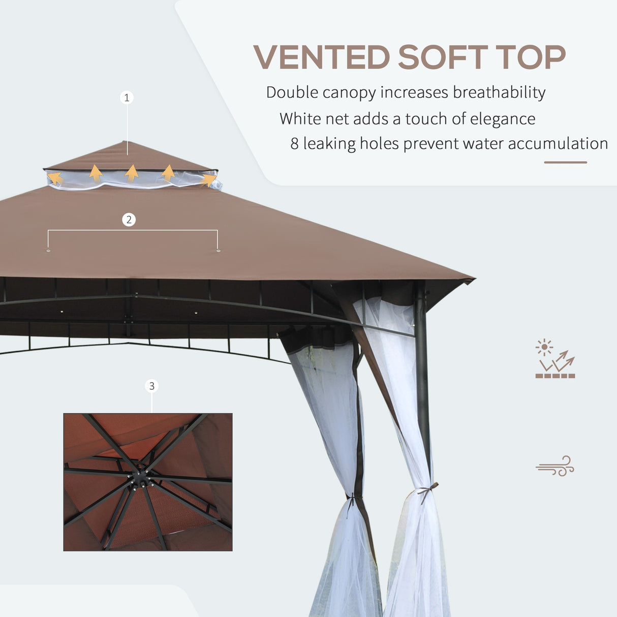 Outsunny 10'x10' Metal Outdoor Patio Gazebo Canopy Pavilion Grill Gazebo with Mesh Netting, and Double-Tier Roof