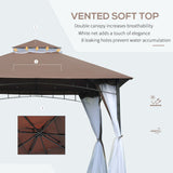 Outsunny 10'x10' Metal Outdoor Patio Gazebo Canopy Pavilion Grill Gazebo with Mesh Netting, and Double-Tier Roof