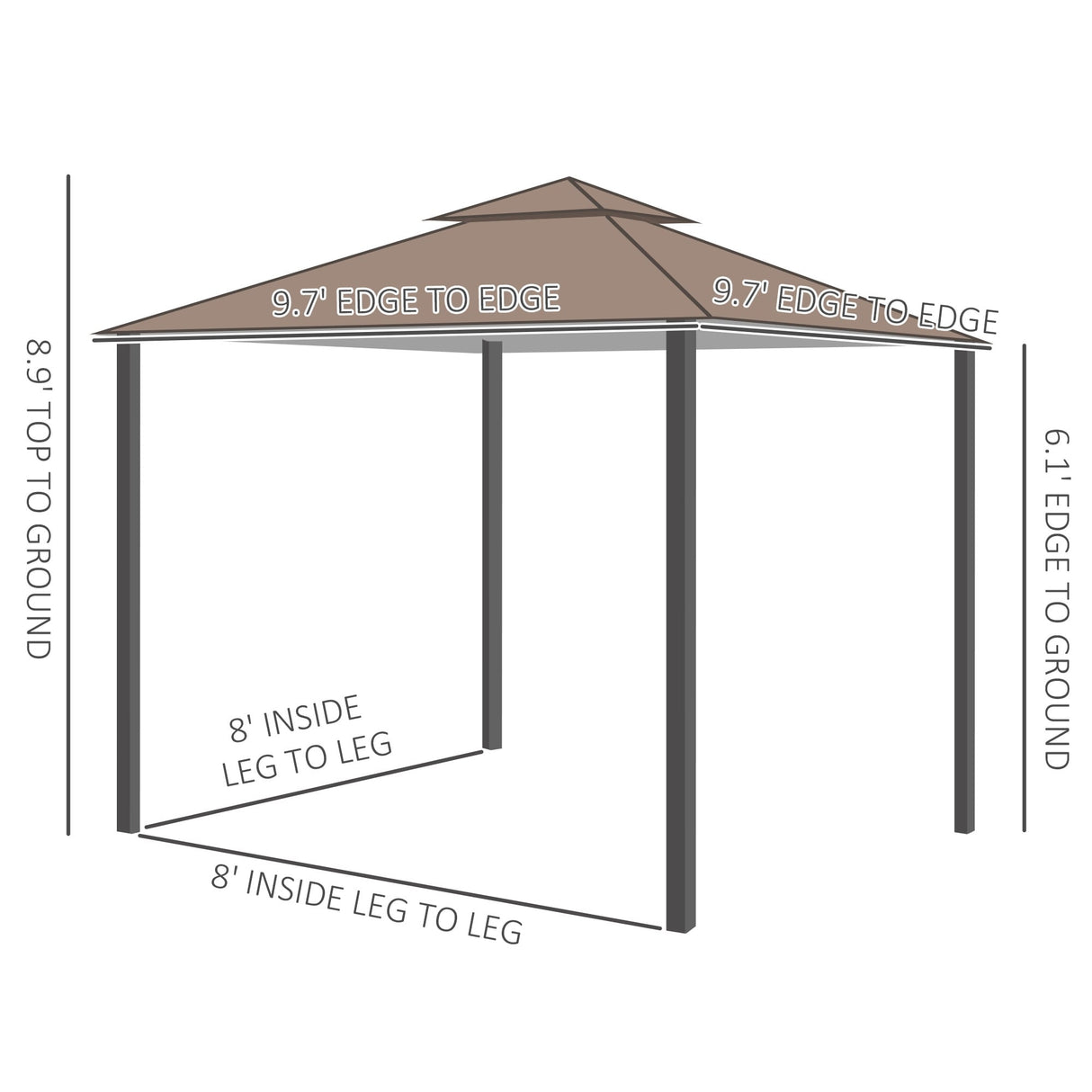 Outsunny 10'x10' Metal Outdoor Patio Gazebo Canopy Pavilion Grill Gazebo with Mesh Netting, and Double-Tier Roof