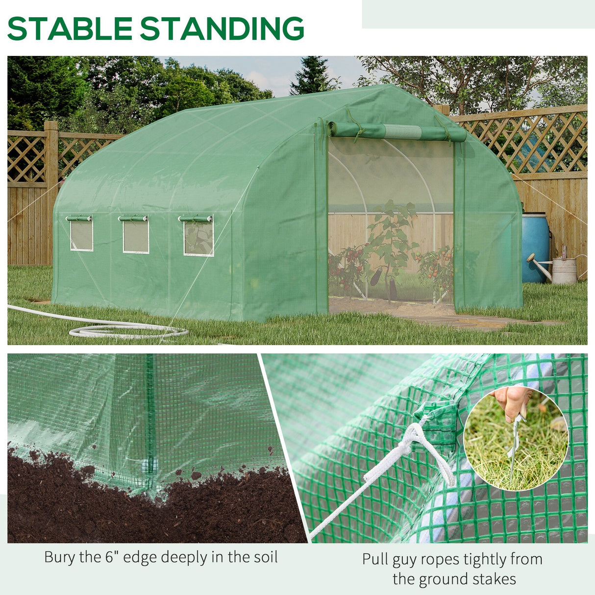 Outsunny 11.5' x 10' x 6.5' Walk-in Tunnel Greenhouse with Zippered Mesh Door, 7 Mesh Windows & Roll-up Sidewalls