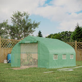 Outsunny 11.5' x 10' x 6.5' Walk-in Tunnel Greenhouse with Zippered Mesh Door, 7 Mesh Windows & Roll-up Sidewalls