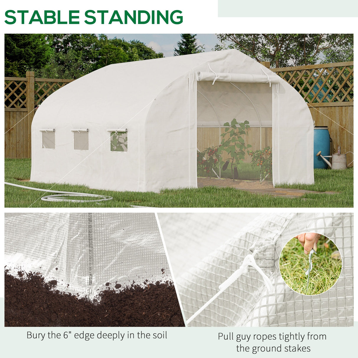 Outsunny 11.5' x 10' x 6.5' Walk-in Tunnel Greenhouse with Zippered Mesh Door, 7 Mesh Windows & Roll-up Sidewalls