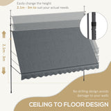 Outsunny 11.5' x 4' Manual Retractable Awning, Non-Screw Freestanding Patio Sun Shade Shelter with Support Pole Stand