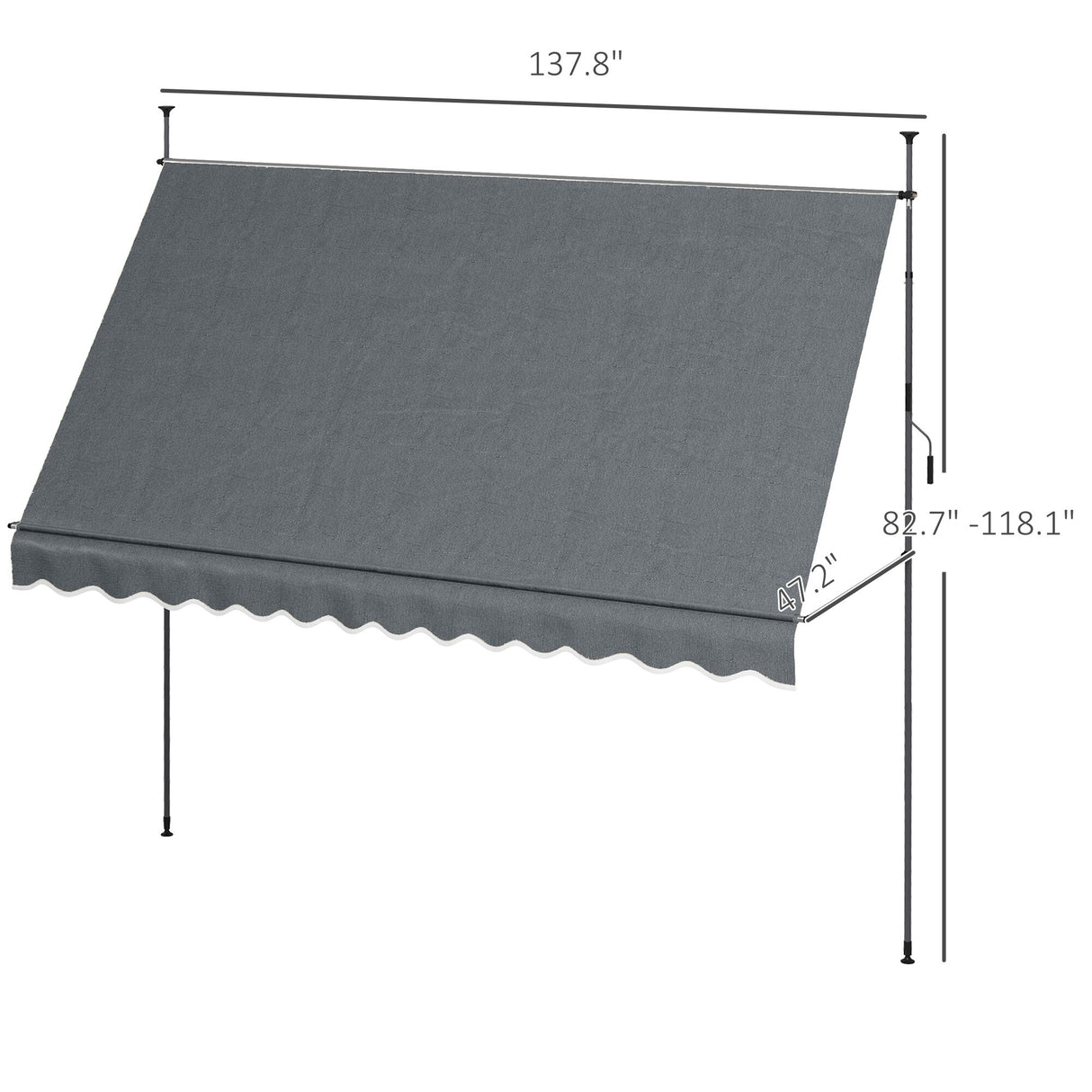 Outsunny 11.5' x 4' Manual Retractable Awning, Non-Screw Freestanding Patio Sun Shade Shelter with Support Pole Stand