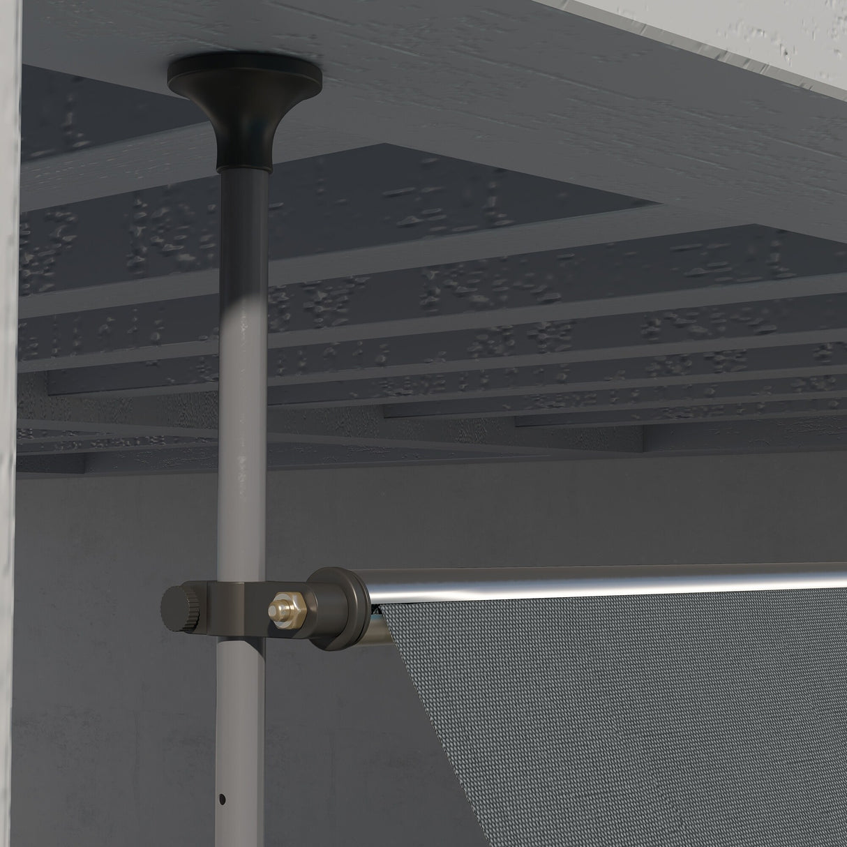 Outsunny 11.5' x 4' Manual Retractable Awning, Non-Screw Freestanding Patio Sun Shade Shelter with Support Pole Stand