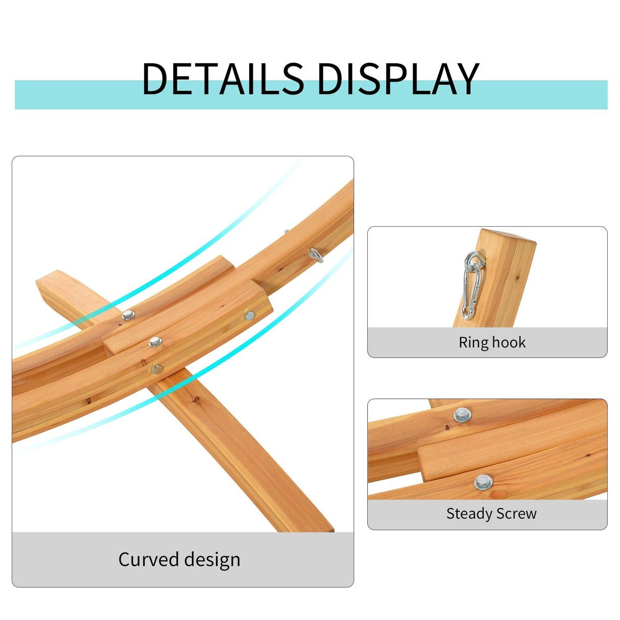 Outsunny 11' Wooden Hammock Stand Universal Garden Picnic Camp Accessories, 484lbs