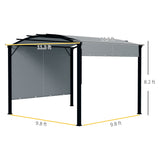 Outsunny 11' x 11' Outdoor Retractable Pergola Canopy, Arched Sun Shade Shelter, Metal Frame Patio Canopy for Backyard, Garden