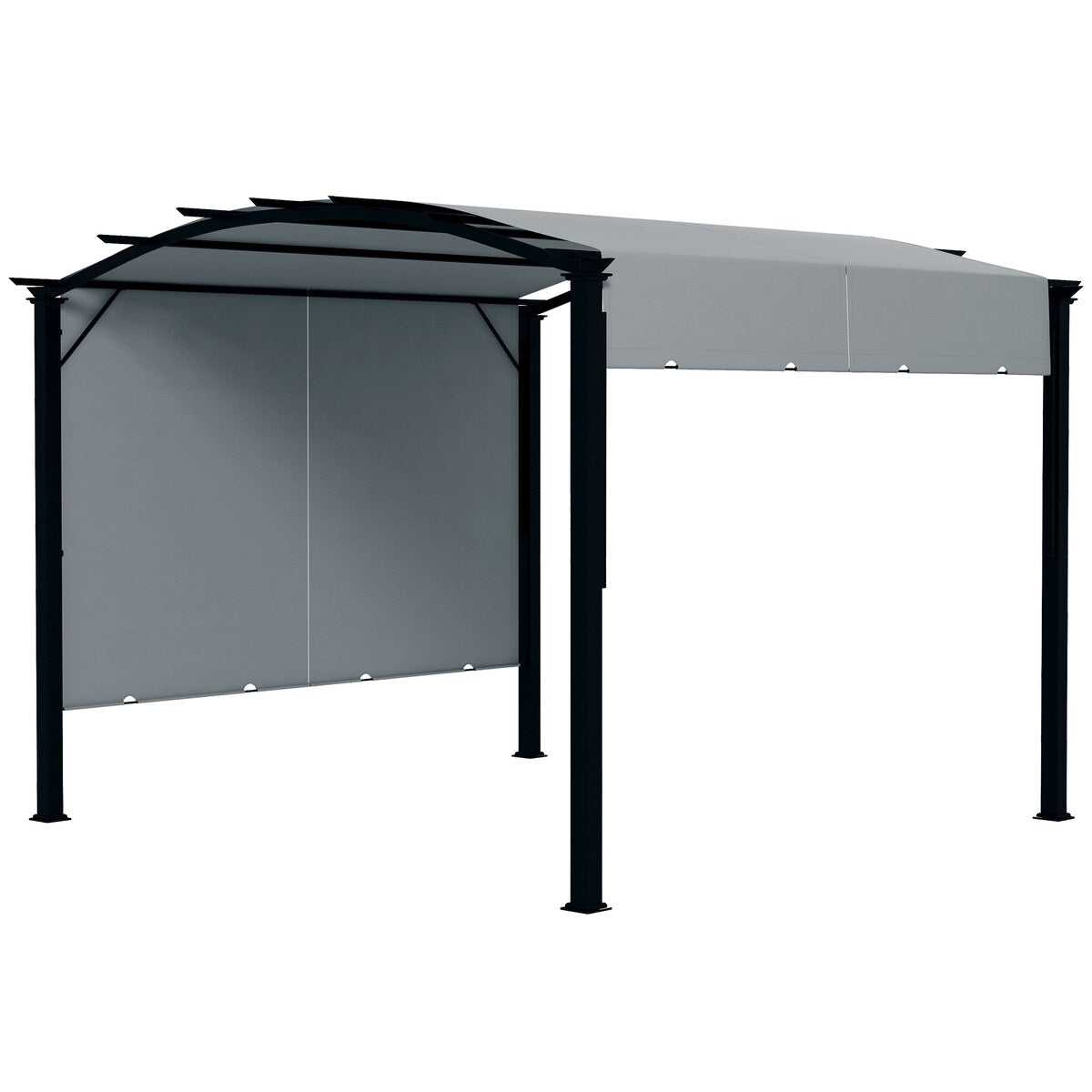 Outsunny 11' x 11' Outdoor Retractable Pergola Canopy, Arched Sun Shade Shelter, Metal Frame Patio Canopy for Backyard, Garden