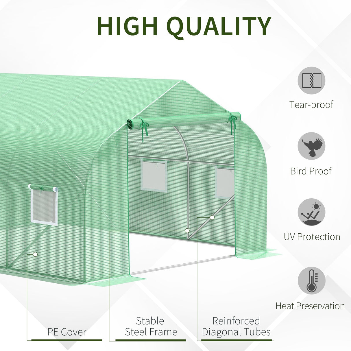 Outsunny 11.5' x 10' x 6.5' Outdoor Walk-In Greenhouse w/ Zippered Door