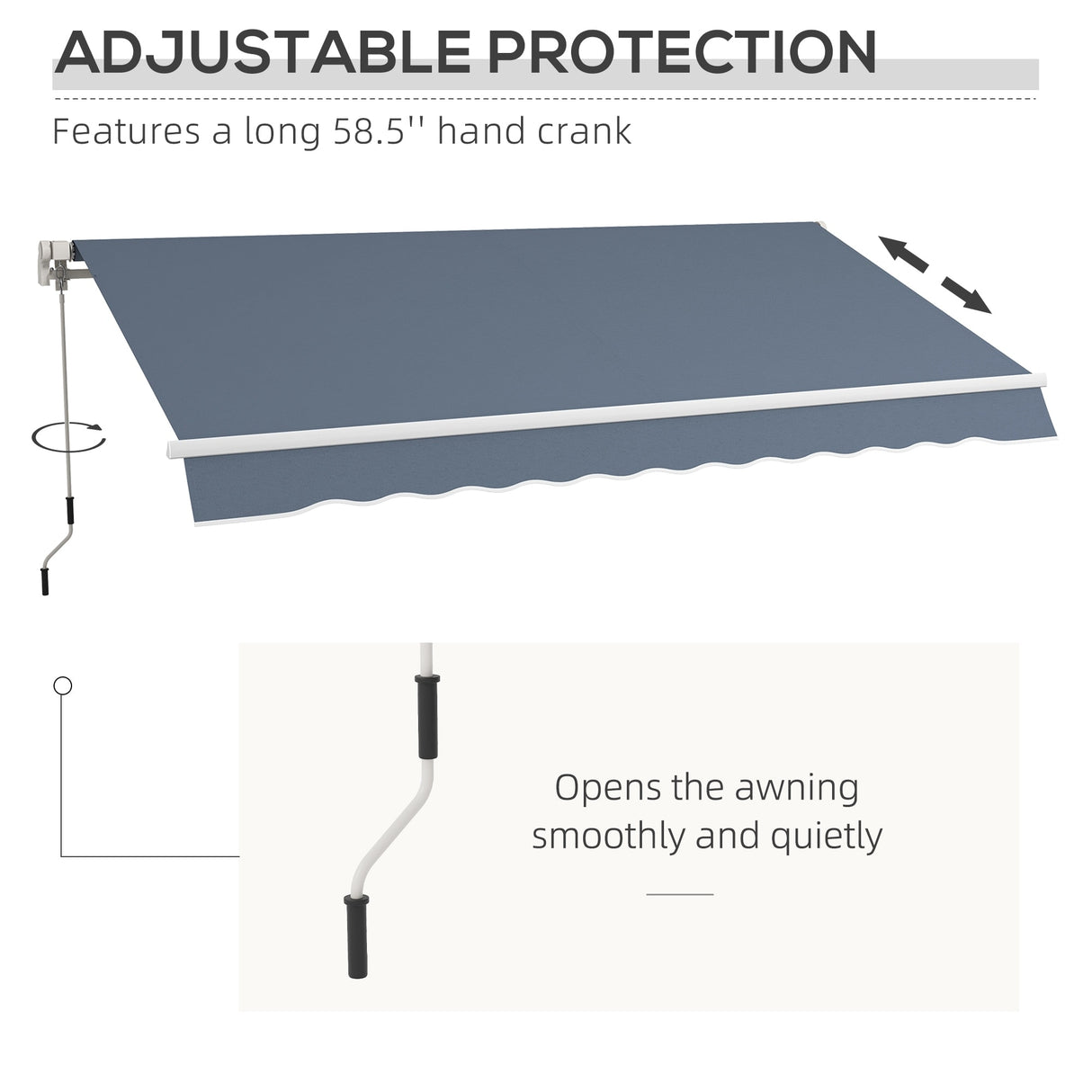 Outsunny 12' x 10' Retractable Awning Patio Awnings Sun Shade Shelter with Manual Crank Handle