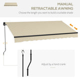 Outsunny 12' x 10' Retractable Awning, Patio Awning Sunshade Shelter with Manual Crank Handle, 280gsm UV Resistant Fabric and