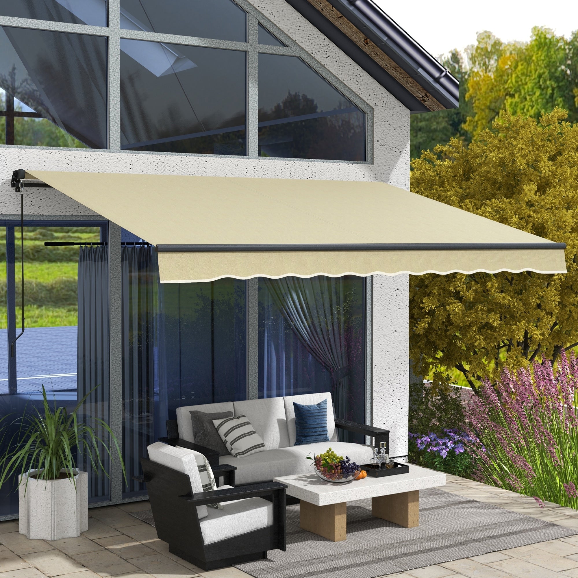 Outsunny 12' x 10' Retractable Awning, Patio Awning Sunshade Outsunny 12' x 10' Retractable Awning, Patio Awning Sunshade