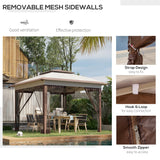 Outsunny 12' x 12' Pop Up Canopy Tent with Netting and Carry Bag, Instant Sun Shelter with 137 sq.ft Shade, Tents for Parties