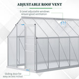 Outsunny 12' x 6' Aluminum Greenhouse, Polycarbonate Walk-in Garden Greenhouse Kit with Adjustable Roof Vent