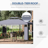 Outsunny 13' x 10' Patio Gazebo Outdoor Canopy Shelter with Double Vented Roof, Steel Frame for Lawn Backyard and Deck