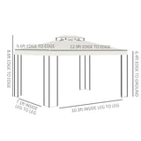 Outsunny 13' x 10' Patio Gazebo Outdoor Canopy Shelter with Double Vented Roof, Steel Frame for Lawn Backyard and Deck