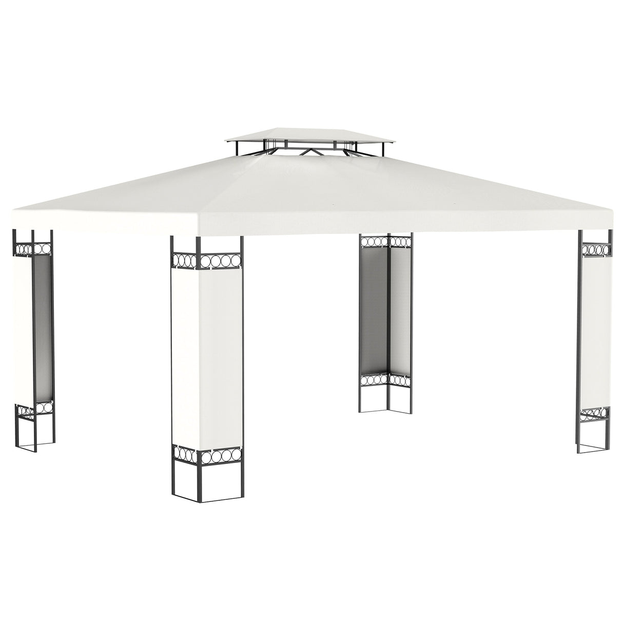 Outsunny 13' x 10' Patio Gazebo Outdoor Canopy Shelter with Double Vented Roof, Steel Frame for Lawn Backyard and Deck