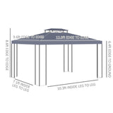 Outsunny 13' x 10' Patio Gazebo Outdoor Canopy Shelter with Double Vented Roof, Steel Frame for Lawn Backyard and Deck