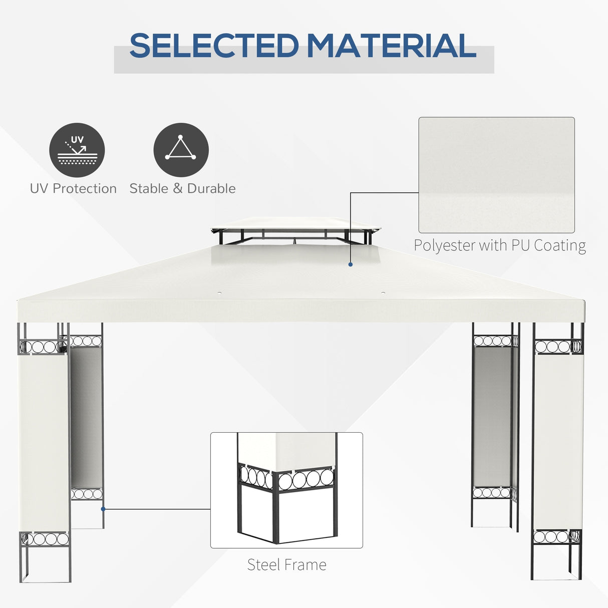 Outsunny 13' x 10' Patio Gazebo Outdoor Canopy Shelter with Double Vented Roof, Steel Frame for Lawn Backyard and Deck