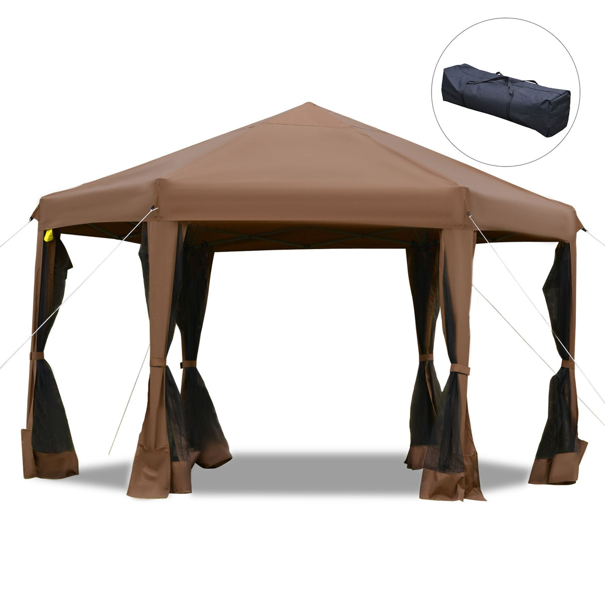 Outsunny 13' x 11' Hexagonal Pop Up Gazebo, Heavy Duty Outdoor Canopy Tent
