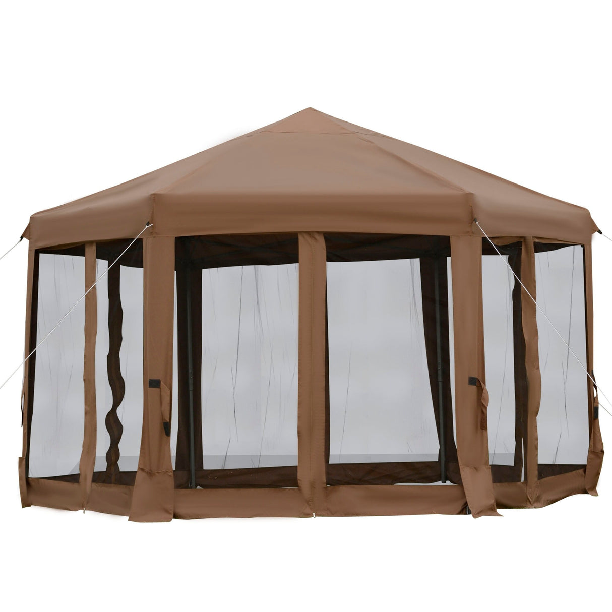 Outsunny 13' x 11' Hexagonal Pop Up Gazebo, Heavy Duty Outdoor Canopy Tent