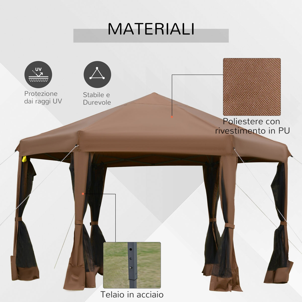 Outsunny 13' x 11' Hexagonal Pop Up Gazebo, Heavy Duty Outdoor Canopy Tent