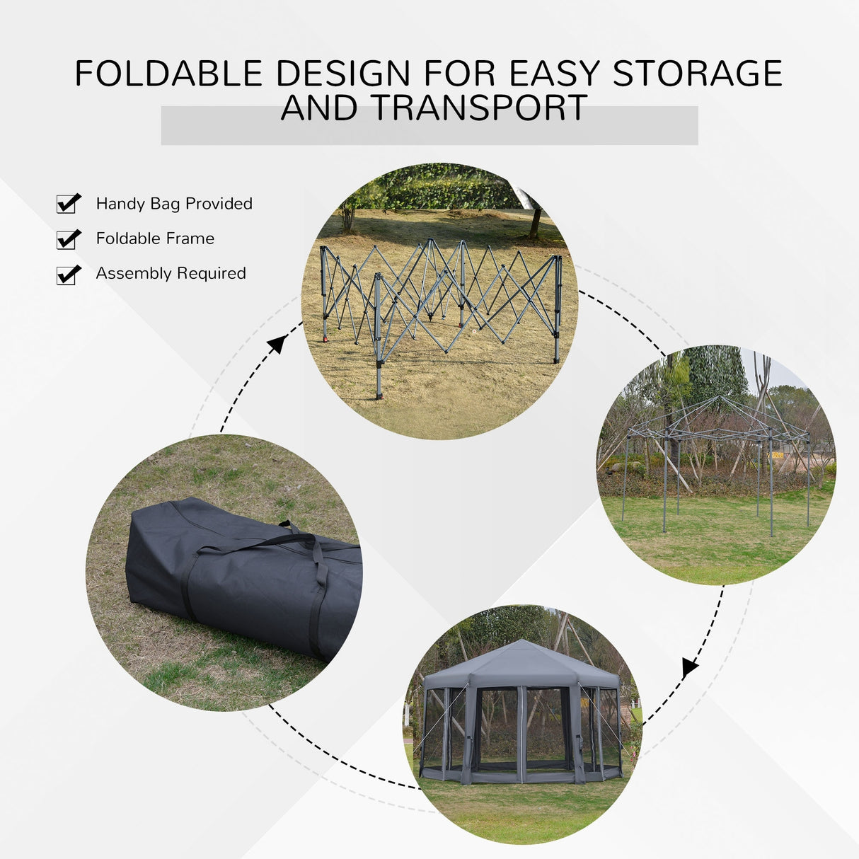 Outsunny 13' x 11' Hexagonal Pop Up Gazebo, Heavy Duty Outdoor Canopy Tent