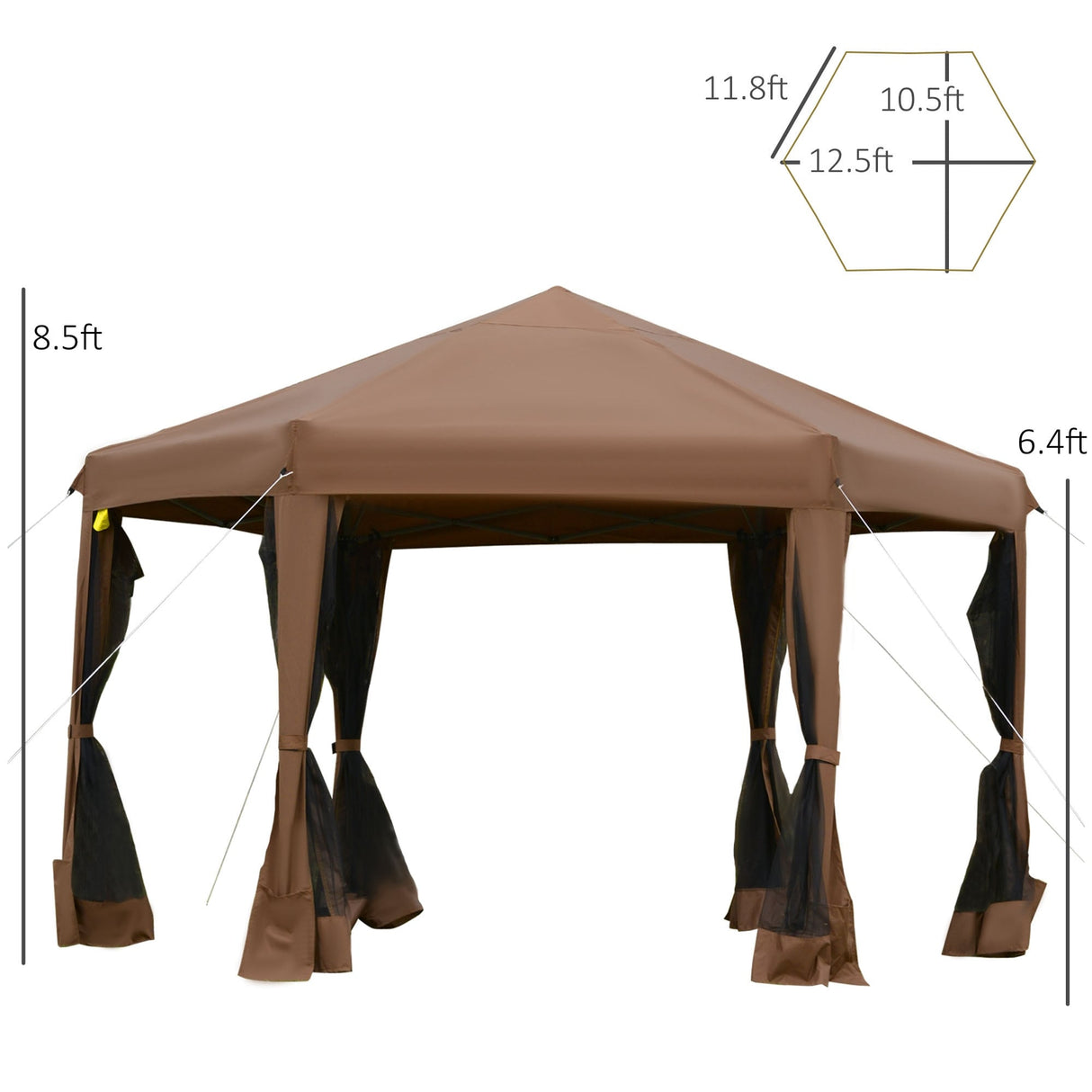 Outsunny 13' x 11' Hexagonal Pop Up Gazebo, Heavy Duty Outdoor Canopy Tent