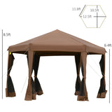 Outsunny 13' x 11' Hexagonal Pop Up Gazebo, Heavy Duty Outdoor Canopy Tent
