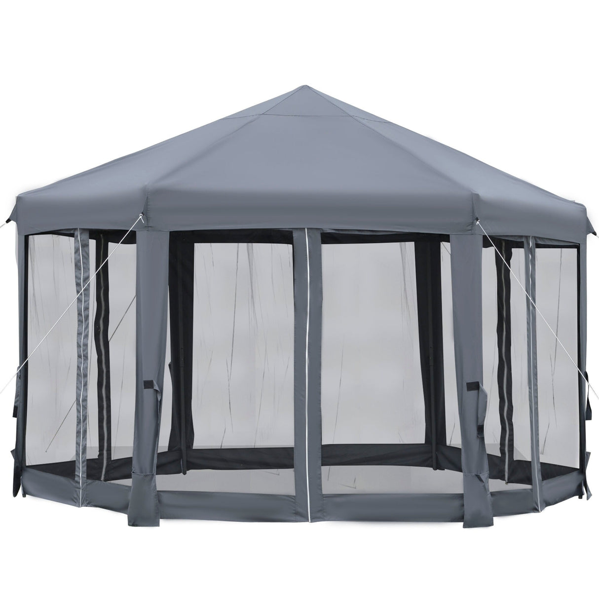 Outsunny 13' x 11' Hexagonal Pop Up Gazebo, Heavy Duty Outdoor Canopy Tent