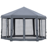 Outsunny 13' x 11' Hexagonal Pop Up Gazebo, Heavy Duty Outdoor Canopy Tent