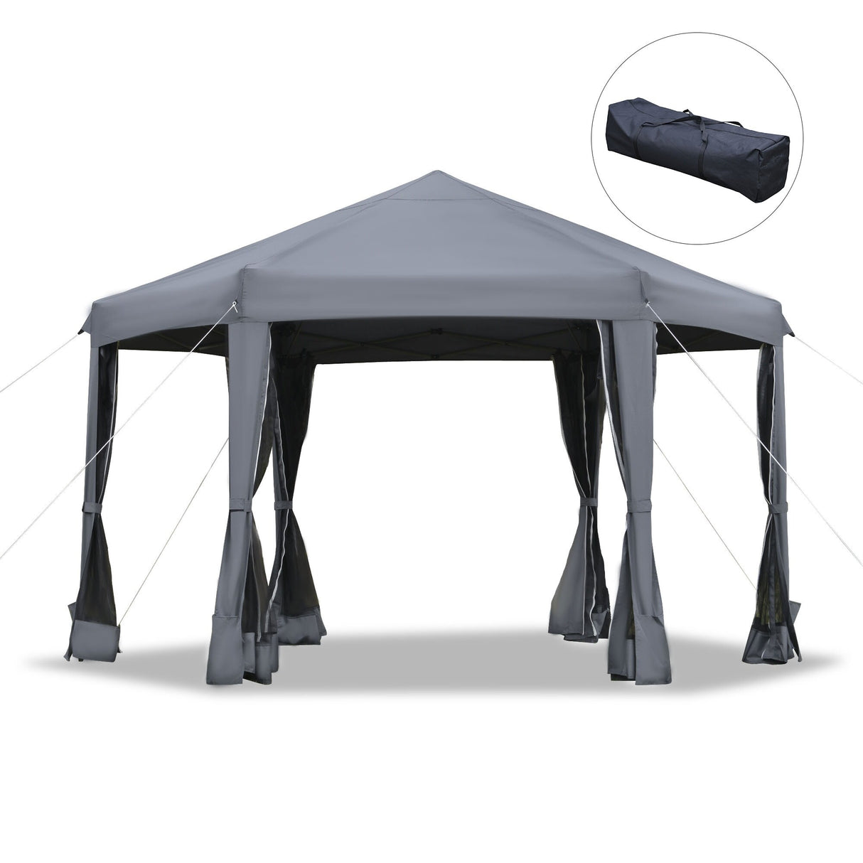 Outsunny 13' x 11' Hexagonal Pop Up Gazebo, Heavy Duty Outdoor Canopy Tent