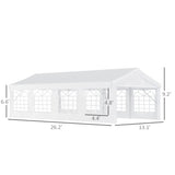 Outsunny 13' x 26' Party Tent & Carport with Removable Sidewalls and Zipper Doors, Heavy Duty Canopy Tent Sun Shade Shelter