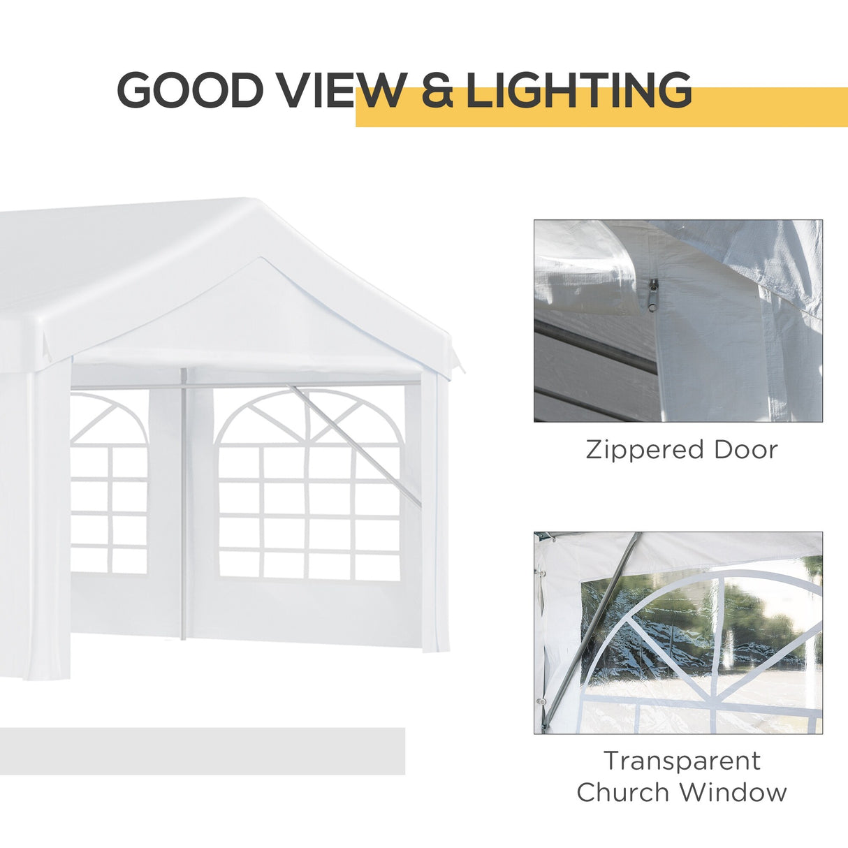 Outsunny 13' x 26' Party Tent & Carport with Removable Sidewalls and Zipper Doors, Heavy Duty Canopy Tent Sun Shade Shelter