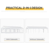 Outsunny 13' x 26' Party Tent & Carport with Removable Sidewalls and Zipper Doors, Heavy Duty Canopy Tent Sun Shade Shelter