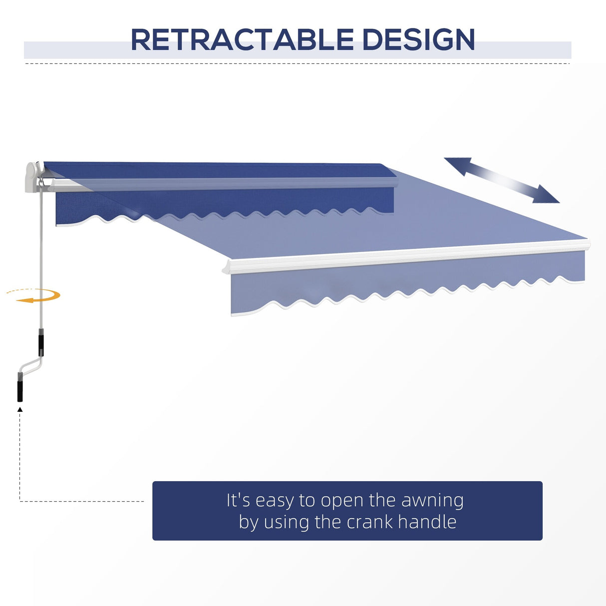 Outsunny 13' x 8' Retractable Awning, Patio Awnings, Sunshade Shelter w/ Manual Crank Handle, UV & Water-Resistant Fabric