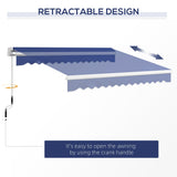Outsunny 13' x 8' Retractable Awning, Patio Awnings, Sunshade Shelter w/ Manual Crank Handle, UV & Water-Resistant Fabric