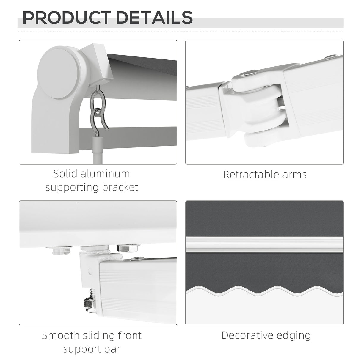 Outsunny 13' x 8' Retractable Awning, Patio Awnings, Sunshade Shelter w/ Manual Crank Handle, UV & Water-Resistant Fabric