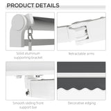 Outsunny 13' x 8' Retractable Awning, Patio Awnings, Sunshade Shelter w/ Manual Crank Handle, UV & Water-Resistant Fabric