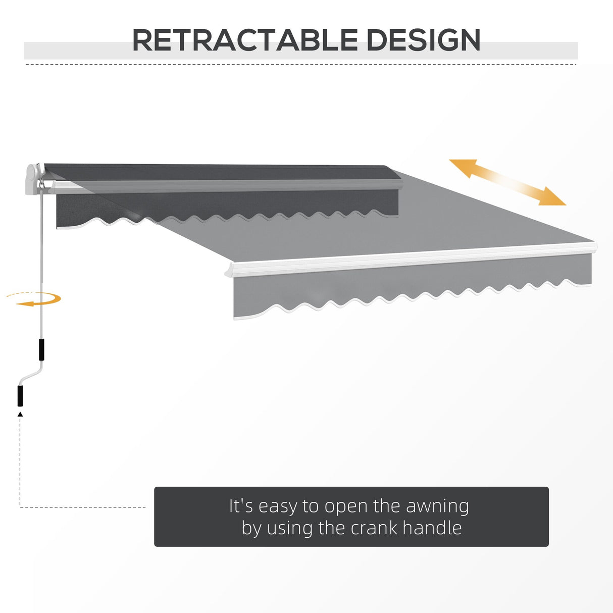 Outsunny 13' x 8' Retractable Awning, Patio Awnings, Sunshade Shelter w/ Manual Crank Handle, UV & Water-Resistant Fabric